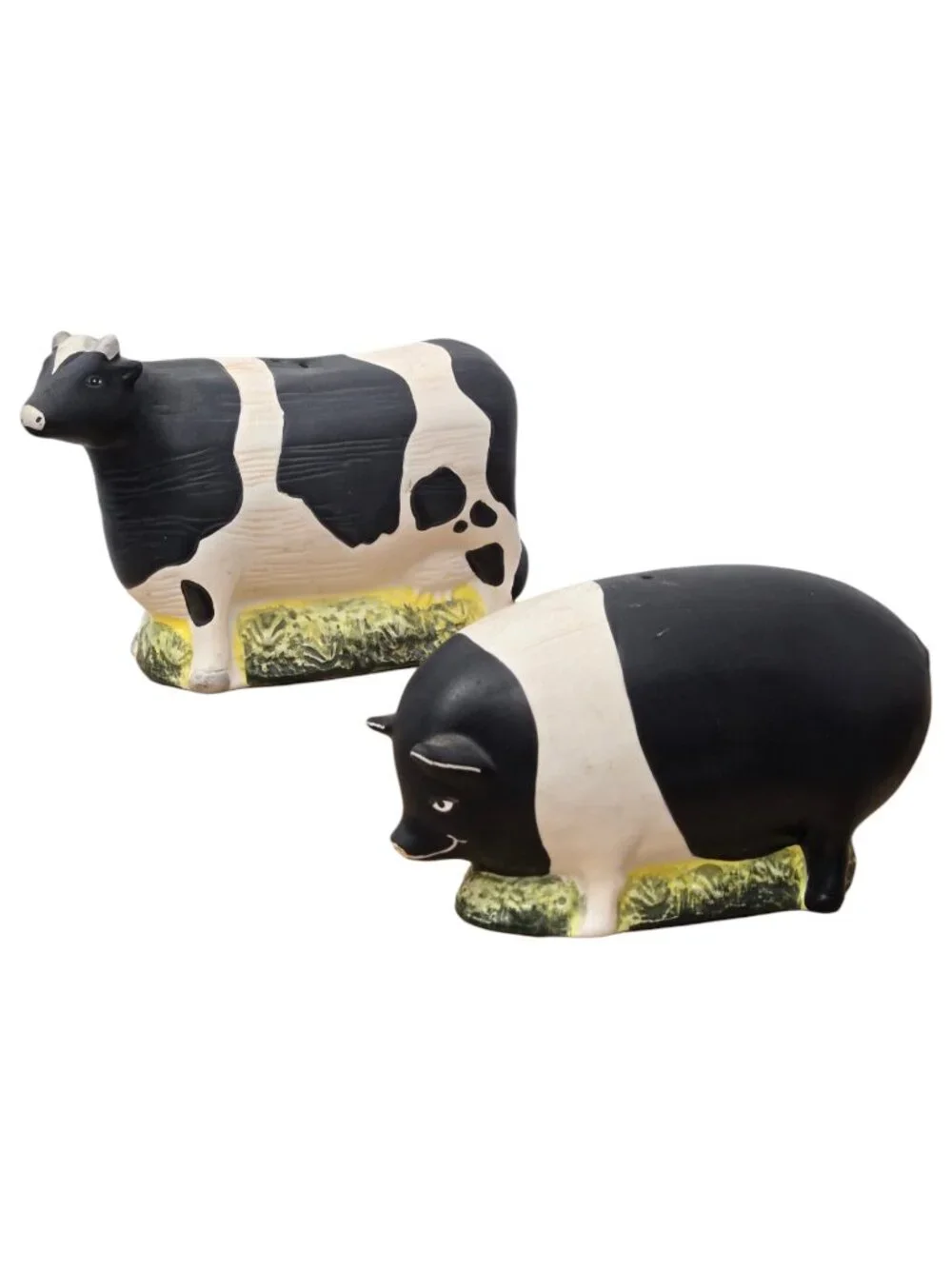 Sakura Cow Pig Salt Pepper Shaker Set Hand Painted Farm Country Core Vintage